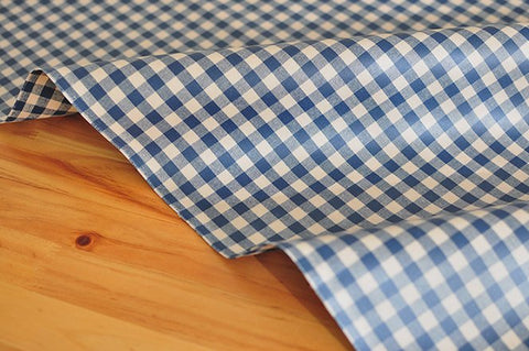 Laminated 1 cm Country Check Cotton Fabric in Navy - By the Yard 96871