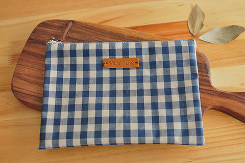 Laminated 1 cm Country Check Cotton Fabric in Navy - By the Yard 96871