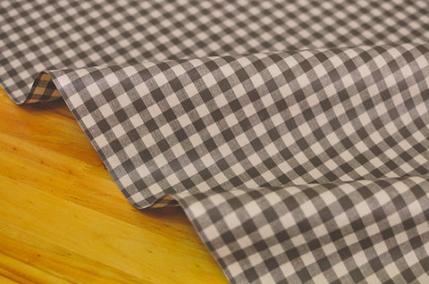 Laminated 1 cm Country Check Cotton Fabric in Brown - By the Yard 96870