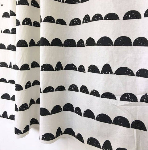Half Moon Cotton Fabric, Quality Korean Fabric - Black and White - By the Yard /93182