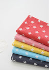 Stars Laminated Fabric, Red, Pink, Yellow, Sky Blue or Blue Gray - By the Yard V01 /85715