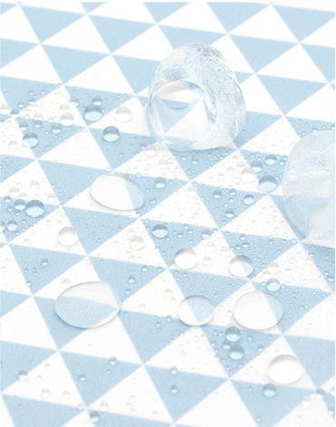 Waterproof Fabric, Light Blue Triangles, Geometric - 59 Inches Wide - By the Yard 73536 GJ 387635-w