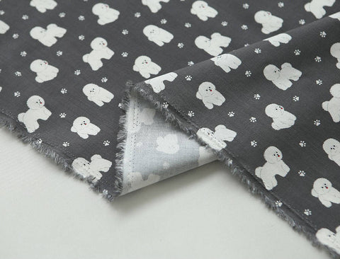 Puppy Dogs Cotton Fabric, Bichon Frise - Sold By the Yard Animal Fabric 53976-2
