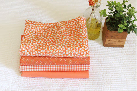 Orange Cotton Fabric, Flowers, Polka Dots, Plaid or Solid - By the Yard 100404