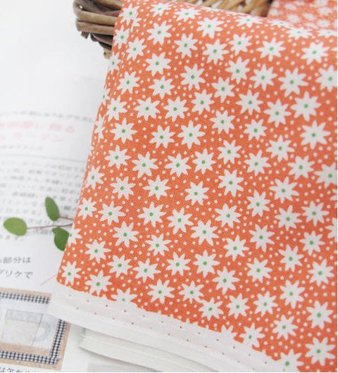 Orange Cotton Fabric, Flowers, Polka Dots, Plaid or Solid - By the Yard 100404