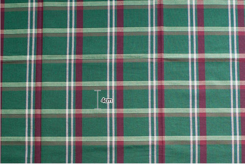 Green Plaid Cotton Fabric, Yarn Dyed, Washing - By the Yard 95556