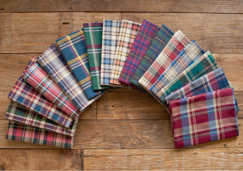 Pink Red Plaid Cotton Fabric, Yarn Dyed, Washing - By the Yard 95575