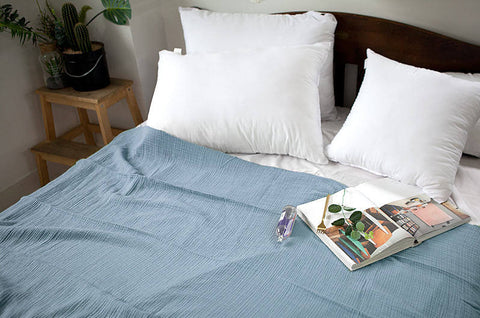 Sky Blue Wrinkled Cotton Gauze, Double Gauze, Sky Blue Gauze, Crinkle Gauze, Yoryu Gauze - 59" Wide - By the Yard /94751