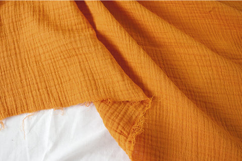 Orange Wrinkled Cotton Gauze, Double Gauze, Orange Gauze, Crinkle Gauze, Yoryu Gauze - 59" Wide - By the Yard 99211