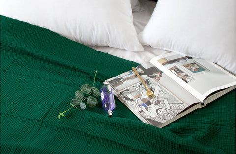 Green Wrinkled Cotton Gauze, Double Gauze, Green Gauze, Crinkle Gauze, Yoryu Gauze - 59" Wide - By the Yard 99210