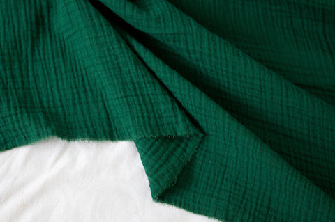 Green Wrinkled Cotton Gauze, Double Gauze, Green Gauze, Crinkle Gauze, Yoryu Gauze - 59" Wide - By the Yard 99210