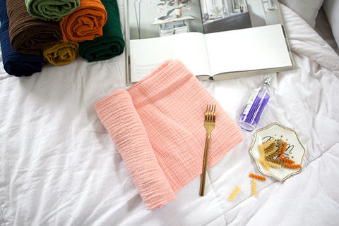 Pink Wrinkled Cotton Gauze, Double Gauze, Pink Gauze, Crinkle Gauze, Yoryu Gauze - 59" Wide - By the Yard 99208