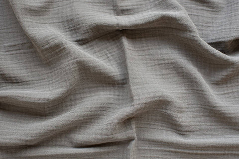 Gray Wrinkled Cotton Gauze, Double Gauze, Grey Gauze, Crinkle Gauze, Yoryu Gauze - 59" Wide - By the Yard 95367