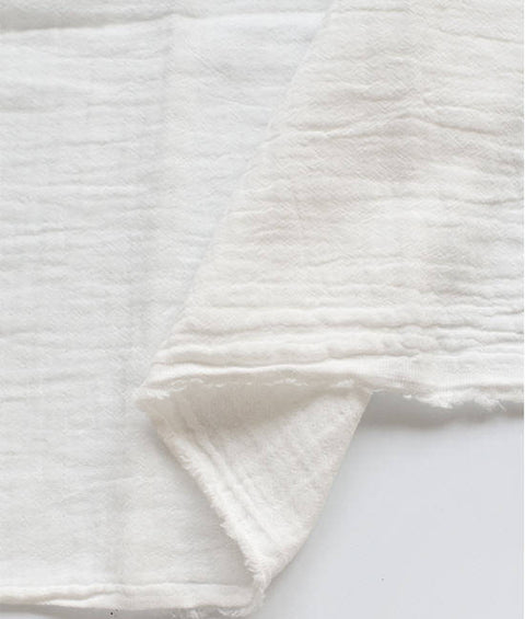 White Wrinkled Cotton Gauze, Double Gauze, White Gauze, Crinkle Gauze, Yoryu Gauze - 59" Wide - By the Yard 95357