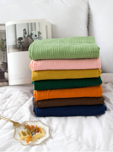 Green Wrinkled Cotton Gauze, Double Gauze, Green Gauze, Crinkle Gauze, Yoryu Gauze - 59" Wide - By the Yard 99210