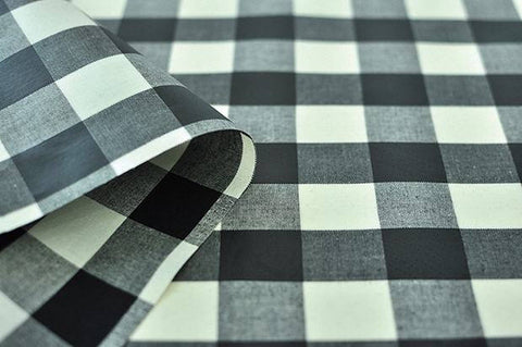 Laminated Black Plaids Cotton Fabric 100816 409505-w