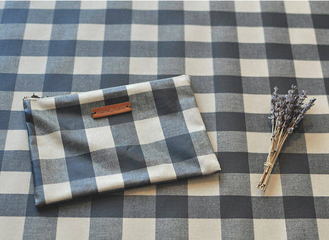 Laminated Black Plaids Cotton Fabric, 3 cm Plaid Laminate 100812