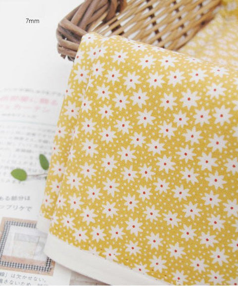 Yellow Cotton Fabric, Flowers, Polka Dots, Plaid or Solid - By the Yard 100403