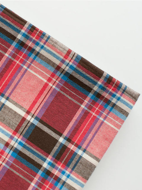 Pink Red Plaid Cotton Fabric, Yarn Dyed, Washing - By the Yard 95575