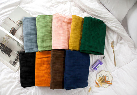 Orange Wrinkled Cotton Gauze, Double Gauze, Orange Gauze, Crinkle Gauze, Yoryu Gauze - 59" Wide - By the Yard 99211