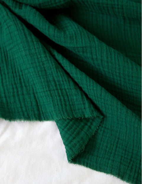 Green Wrinkled Cotton Gauze, Double Gauze, Green Gauze, Crinkle Gauze, Yoryu Gauze - 59" Wide - By the Yard 99210