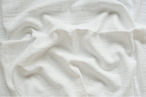 White Wrinkled Cotton Gauze, Double Gauze, White Gauze, Crinkle Gauze, Yoryu Gauze - 59" Wide - By the Yard 95357
