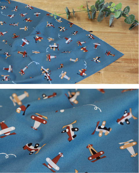 Airplane Cotton Fabric - Brown, Gray or Navy - By the Yard 100842 97660-1