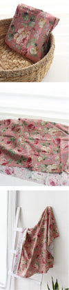 Roses Garden Cotton Fabric - Dark Gray, Indi Pink, Mint, Brown or Khaki Gray - By the Yard 102020 / 96951-1