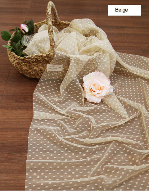 Mesh Fabric with 4 mm Dots - White, White Ivory, Beige or Dark Beige - 62" Wide - Fabric By the Yard