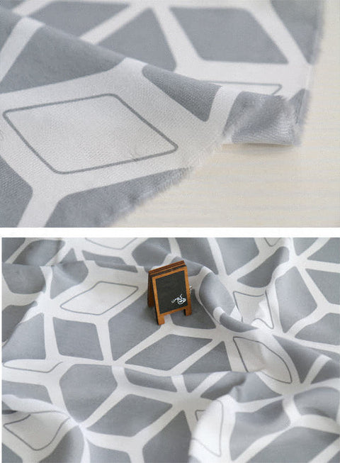 Geometric Shapes Viscose Rayon, Gray Shapes - By the Yard 104604