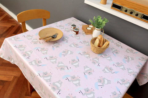 Bears Laminated Cotton Fabric - Pink or Gray - By the Yard 103761