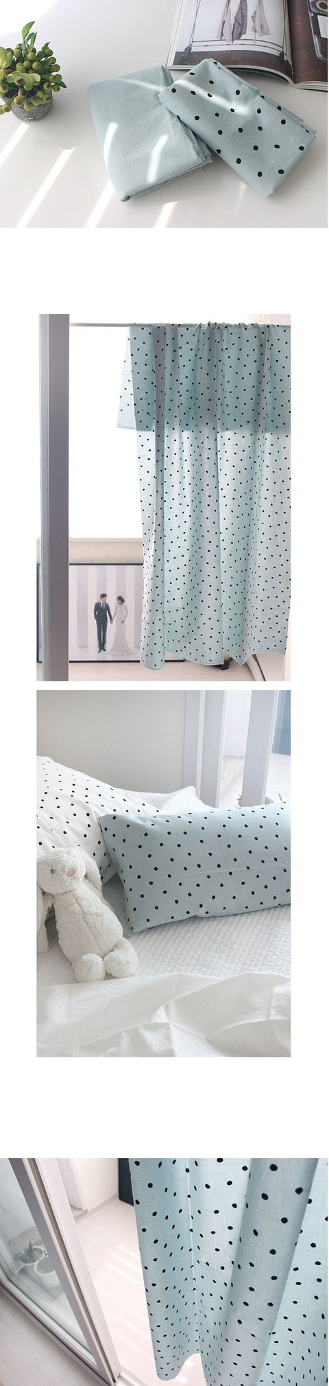 6 mm Polka Dots Cotton Fabric, Solid Fabric, Bio Washing - White Ivory, Mint or Gray - By the Yard 104444