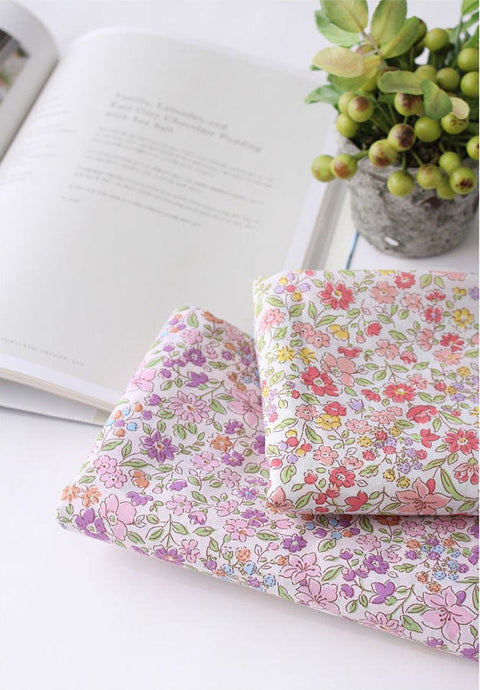 Semi-sheer Floral Cotton Fabric - Lightweight and Thin - 62" Wide - Pink or Purple - By the Yard /12089