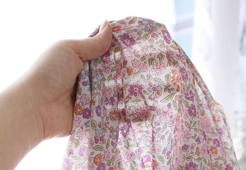 Semi-sheer Floral Cotton Fabric - Lightweight and Thin - 62" Wide - Pink or Purple - By the Yard /12089