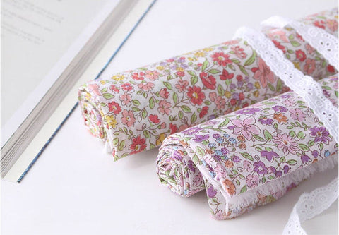 Semi-sheer Floral Cotton Fabric - Lightweight and Thin - 62" Wide - Pink or Purple - By the Yard /12089