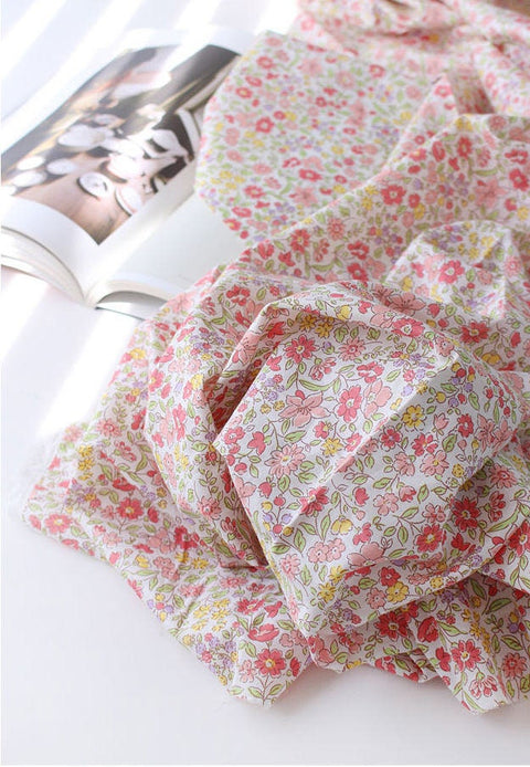 Semi-sheer Floral Cotton Fabric - Lightweight and Thin - 62" Wide - Pink or Purple - By the Yard /12089