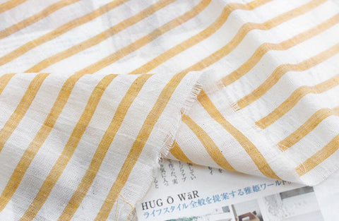 Stripes Cotton Gauze Fabric - Blue, Red, Yellow, Brown, Navy or Pink - 55 Inches Wide - By the Yard 4717-1