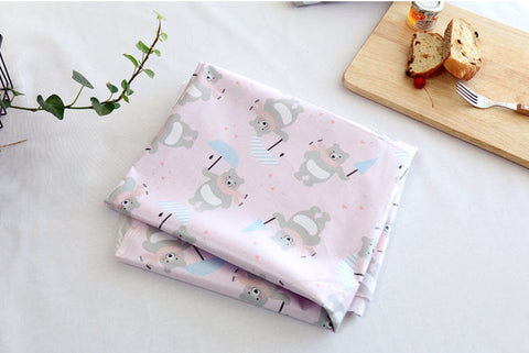 Bears Laminated Cotton Fabric - Pink or Gray - By the Yard 103761