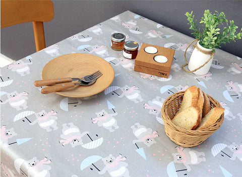 Bears Laminated Cotton Fabric - Pink or Gray - By the Yard 103761