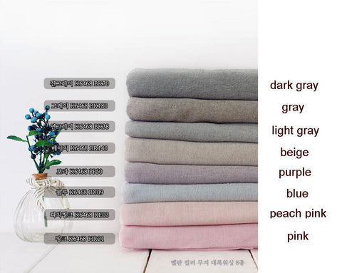 Prewashed Cotton Fabric, Solid Cotton Fabric, Melange Colors - Gray, Beige, Blue, Purple, Peach Pink, Pink - By the Yard 16263-1