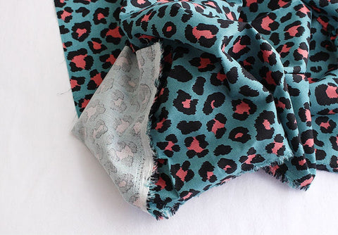 Leopard Print Cotton Fabric, Animal Print Fabric - Beige, Mint or Gray - By Half Yard 105562 / 16680