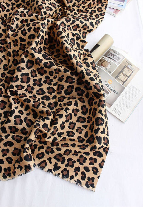 Leopard Print Cotton Fabric - Beige, Mint or Gray - By the Yard 105562 / 16680