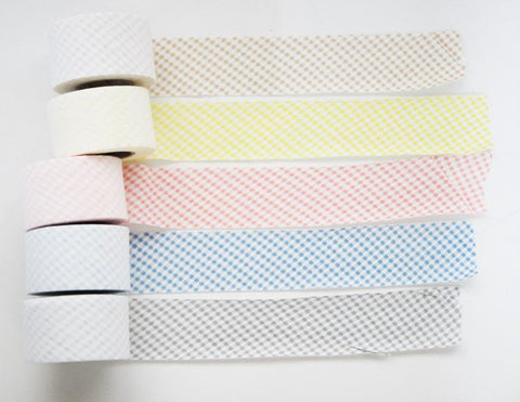 Plaid Cotton Knit Bias Tape, 4 cm Wide (1.6 inches) - By the Roll (7 yards) - 105698
