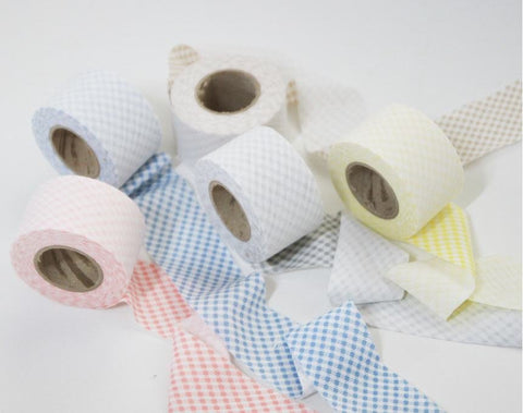 Plaid Cotton Knit Bias Tape, 4 cm Wide (1.6 inches) - By the Roll (7 yards) - 105698