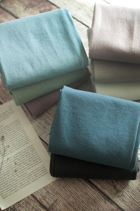 Cotton Linen Blend Solid Colors, Bio Washing, Dusty Purple, Dusty Blue, Emerald Blue, Mint Green , Pink, Natural Beige - By the Yard 18394-1