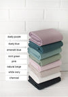 Cotton Linen Blend Solid Colors, Bio Washing, Dusty Purple, Dusty Blue, Emerald Blue, Mint Green , Pink, Natural Beige - By the Yard 18394-1