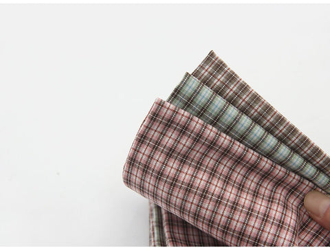 Plaids Cotton Fabric, Yarn Dyed Cotton Fabric, Washing Cotton Fabric - Pink, Mint or Brown - By the Yard 19483-1