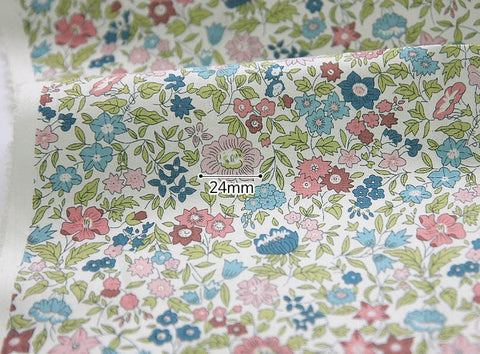 Flowers Cotton Fabric, Floral Fabric - Pink or Purple - Fabric By the Yard 19421-1