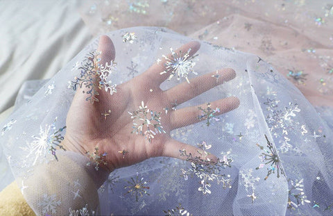 Fat Quarters Snowflakes Mesh Fabric, Frozen Queen Elsa Fabric - Fat Quarter Pack - 25144