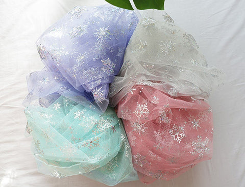 Fat Quarters Snowflakes Mesh Fabric, Frozen Queen Elsa Fabric - Fat Quarter Pack - 25144
